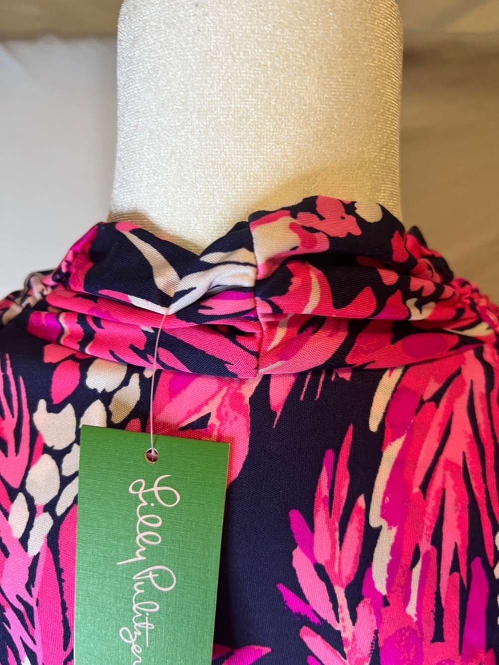 Lilly Pulitzer Hot Pink and Navy Printed Long-Sleeve Dress - Picture 8 of 13